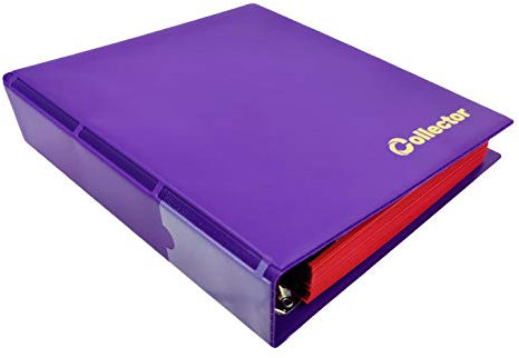 Collector Coin Album for Mix Sizes Coins from Small Till Large Coin - with Pages and red dividers + Index (Album for 221 Coins, Pastel Purple)