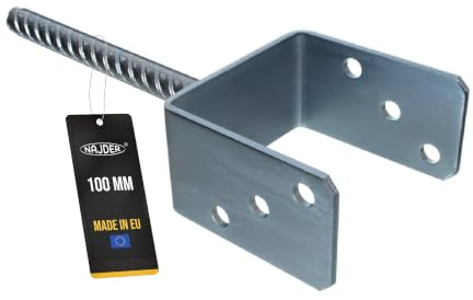 NAJDER Pfostenträger U-Form mit Betonanker Sockel 100 mm Dicker Stahl 4 mm, verzinkt (100 mm)