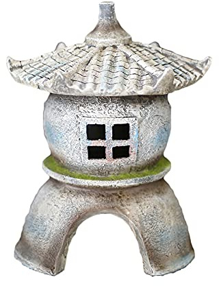 LONG-L Zen Pagode Japonaise Lumière Statue Jardin,Solaire Grande Méditation Résine Statuette Décorative,Figurine Extérieur Ornement Décor,étanche,A