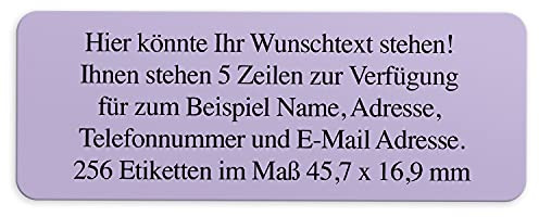 Adress-Aufkleber | PERSONALISIERT | 256 Stück | kleine Etiketten mit Wunsch-Text - Motiv Farbe Helles Lila | für Namen und Adressen