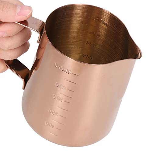 Frothing Cup, Coffee Milk Pitcher 550ML With Scale Rose Gold Stainless Steel Steaming Pitcher