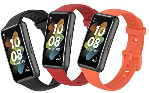 MIJOBS 3 st ersättningsband för Huawei Band 7 – silikonarmband vattentäta sportband kompatibla med Standard & NFC Edition