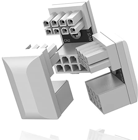 EZDIY-FAB GPU VGA PCIe 8 Pin U Turn 180 Degree Angle Connector Power Adapter Board for Desktop Graphics Card-Reverse Type 3-Pack White