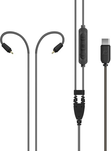MEE Audio USB Type C Headset Cable with Microphone and 3-Button Remote for MX PRO Series and M6 PRO in-Ear Monitors (USB-C Connector), Black (Cable-USB-PRO-BK)