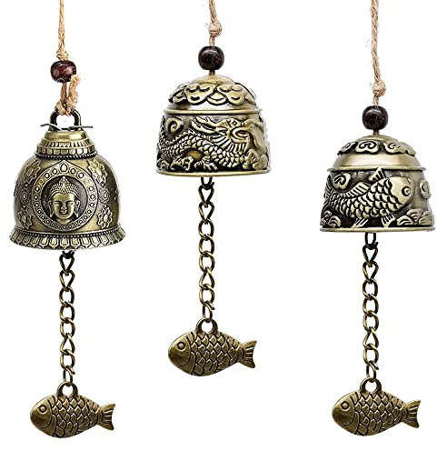 3 Pezzi Campana Appendere Vintage, Campanella a Vento, Windchime Vintage Campane, Vintage Wind Chimes Campana, Campana Feng Shui da Giardino, per Giardino di casa Hanging Good Luck Blessing