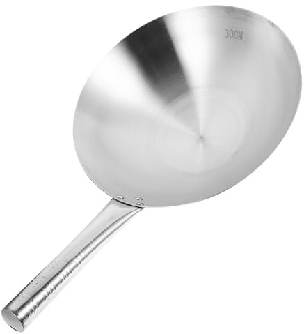 Alipis Stainless Steel Frying Pan Wok with Lid Multipurpose Kitchen Wok for Gas Induction and Electric Stove 19.7 Inch Stir Fry Pan for Home and Restaurant