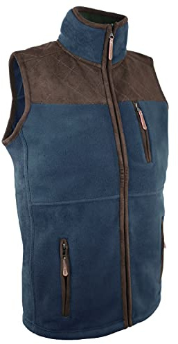 Hazy Blue Mens Denton II Quilted Shoulder with Full Zip Bodywarmer Gilet Vest Waistcoat Country Clothing - Navy - XX-LARGE