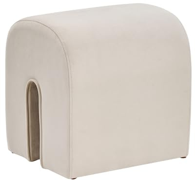 Beliani Pouf Samt beige U-Form 42 x 42 x 35 cm Samthocker Sitzhocker Glamour Look Modoc