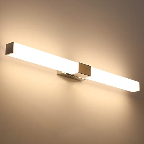 Klighten Lámpara de Espejo Baño LED 80cm, 16W 1360LM Luz Espejo Baño, IP44 Aplique Espejo Baño Moderno, Luces Espejo Baño, Blanco Cálido 3000K