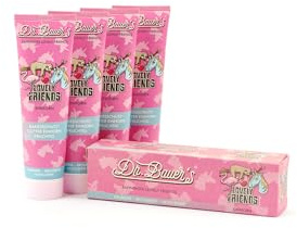 Dr. Bauer's Lovely Friends tandkräm med glittermotiv, många fantastiska smaker, tandkräm för barn och vuxna, hållbar förpackning, 90 ml per tub, enhörning, 4-pack (4 x 90 ml)
