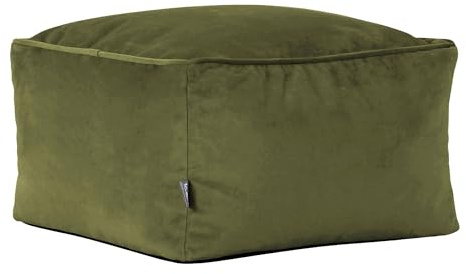 Icon Amara Kleiner Samt Sitzsack Hocker mit Füllung, Grün