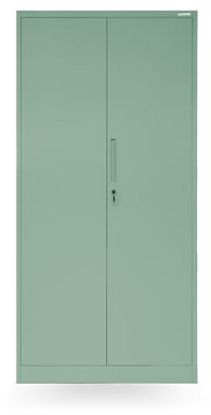 Domator Metallschrank 185 x 90 x 45 cm | Aktenschrank Abschließbar mit Kleiderstange, Pulverbeschichtung | Aufbewahrungsschrank Umkleideschrank Spind Kleiderstange | Pastellgrün