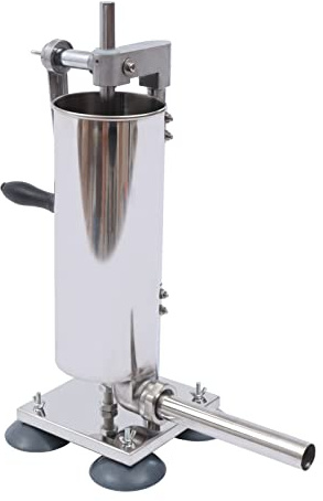 Wurstmaschine, 3 Liter Edelstahl Wurstfüllmaschine Profi Wurstfüller mit Füllrohr und vier Saugnäpfe an der Unterseite, Manueller Würstchenkocher für Fast-Food, Metzgereien, Feinkost
