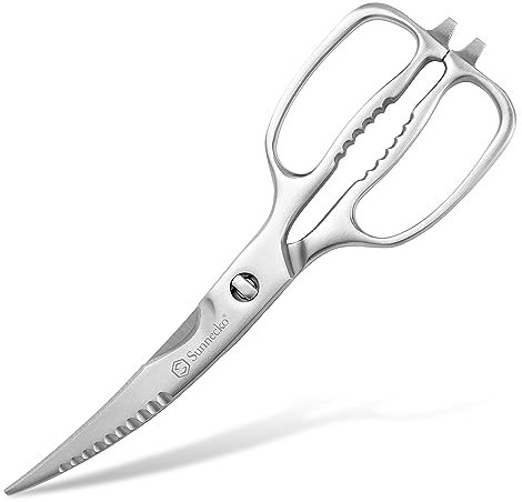 Sunnecko Japanische Küchenschere Pizzaschere Geflügelschere - Haushaltschere Edelstahl für Küche Schere Spülmaschinenfest, Scharfe Kräuterschere Fleischschere Allzweckschere mit gebogenen Klingen