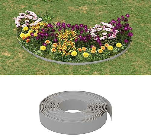 Gecheer Rasenkanten 3 STK. Rasenkante Beeteinfassung Beetumrandung Gartenpalisade Rasenbegrenzung Mähkante Palisade Umzäunung für Obstgärten Beete Wege Grau 10 m 10 cm Polyethylen