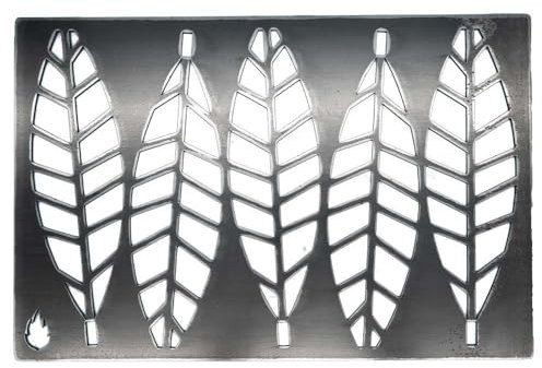 Feuerfest 123 Design Grillrost Leaves I 44x30 cm I Hochwertiges Grillgitter aus Stahl I Massiver Kohlerost mit 4mm Stärke I Gitterrost für Grillkamin, Gas- & Kohlegrill I Grill-Rost aus Handarbeit