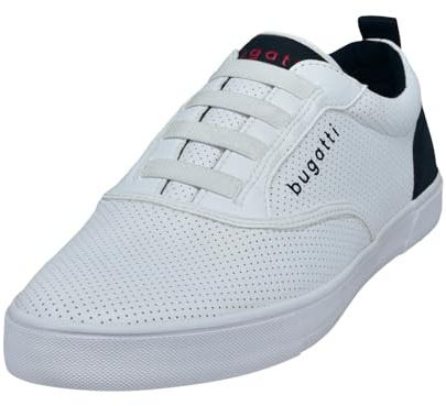 Bugatti Scarpe da Uomo comode con Lacci in Memory Foam, Eleganti, Casual, Facili da Indossare, in Solette intercambiabili, Bianco, 42 EU