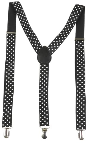 NiceYnn Bretelles Homme Larges Réglable avec 3 Robuste Pois Noir Blanc