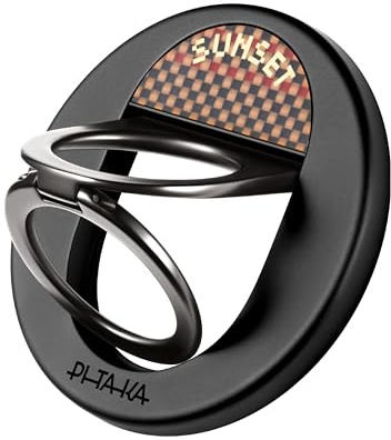 pitaka Magnetischer Handy Ring Standfunktion Aramidfaser Sonnenuntergang | Doppelring verstellbar starker Magnet sicherer Griff Standfunktion leicht für Alltag Reisen und Büro