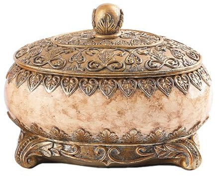 Generisch Vintage Schmuckschatulle,Vintage Ringbox,Ovale hübsche Schmuckschatulle | Europäischer Vintage-Schmuck-Organizer, goldene Rosenkranz-Box, Hochzeitsdekoration für Ohrringe, Halsketten, Ringe