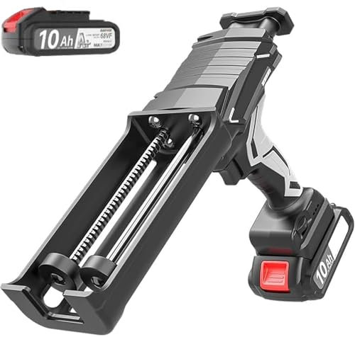 Cordless Caulking Gun, Electric Double-Tube Adhesive Gun Kit with Two 2.0AH Li-Batteries, Caulk Guns with LED Light & 6 Adjustable Speeds, for Caulking, Filling, Sealing