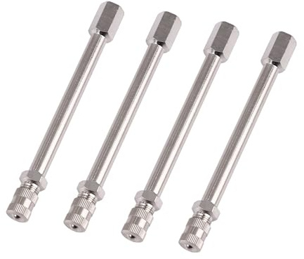 TUCKBOLD 4 100mm Straight Metal Tyre Valve Stem Extension Rod Adapter | Tyre Valve Inflation Adapter, Tire Valve Stem Extension for Car