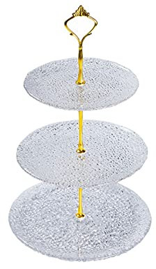 Alzata per Torta Alzata per Torta in Vetro Vassoio per Pane e Frutta Vassoio per Snack Multistrato Tavolo per Dessert a Tre Livelli Espositore per tè pomeridiano Piatto per dolciumi
