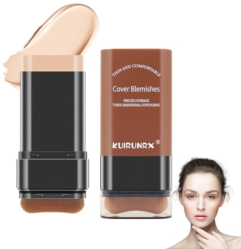KUIRUNRX® Concealer Stick, 2 in 1 Doppelkopf Abdeckstift, Feuchtigkeitsspendende Leichte Foundation Stick Make-Up Stick mit Pinsel, Langlebig Feuchtigkeitsspenstige (Natural, 20g)