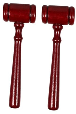Yardwe 2pcs Wooden Judge Gavel Set, Solid Wood Hammer for Auction and Courtroom Use, Redwood Color Justice Mallet Prop for Legal Professionals and Party Accessories