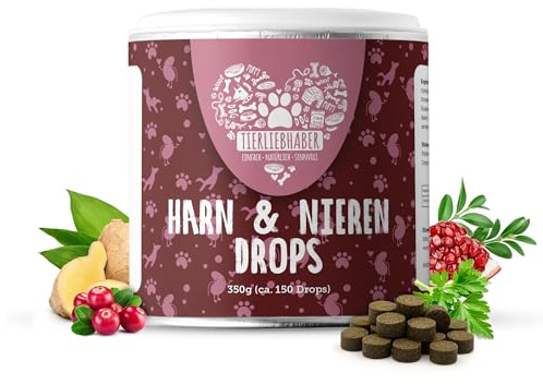 TIERLIEBHABER Nieren Leckerli Hund – Nierenfutter Hund als Hundeleckerli | Tierärztlich entwickelte Harn & Nieren Drops – Als Unterstützung der Blasen- und Nierenfunktion – 350g