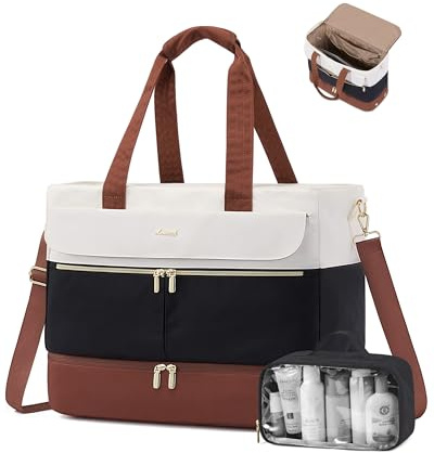 LOVEVOOK Weekender Reisetasche Damen, 45L Große Öffnung Sporttasche Handgepäck Kliniktasche Geburt Krankenhaustasche mit Kulturtasche, Schuhfach & Nassfach, Travel Duffle Bag für Flugzeug Reise Gym