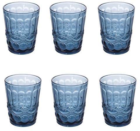 Villa d’Este Home Tivoli 1996 Lot de 6 verres à eau 280 ml en verre, bleu, Nobilis