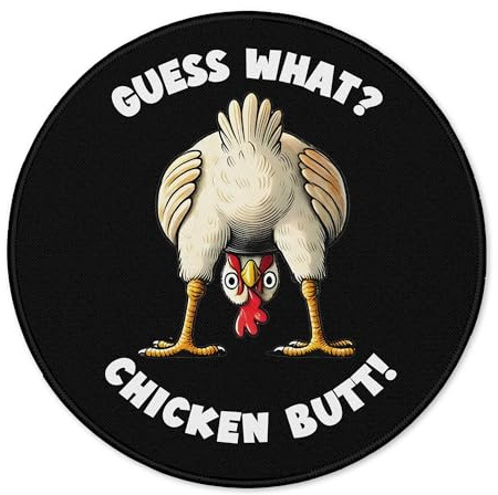 ZNGFON Guess What Chicken Butt Funny Round Gaming Mouse Pad, Funny Chicken Round Mousepads for Desk Home Office Computers Laptop Accessories, Chickens Lovers Gifts for Women Men, 7.9x7.9 Inch