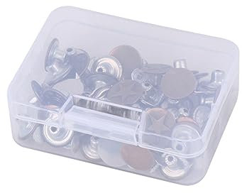Bottoni per Jeans in Ferro 50 Set con Rivetti e Scatola