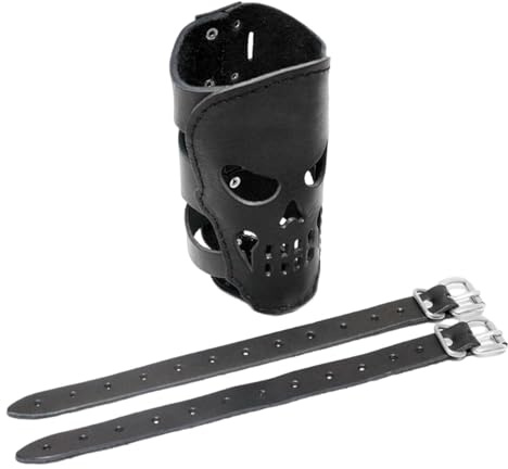 Fahrrad Flaschenhalter,Motorrad Biker Getränkehalter PU Leder | Multifunktionaler Im Totenkopf-Design Mit 2 Riemen Für Mountainbikes, Rennräder, Kinderfahrräder, Rollstühle