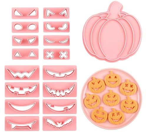 Lot de 10 emporte-pièces 3D creux en forme de tête de citrouille - Accessoires de fête d'Halloween et de décoration - Pour pâte à biscuits, fondant, donut - Décoration de gâteau