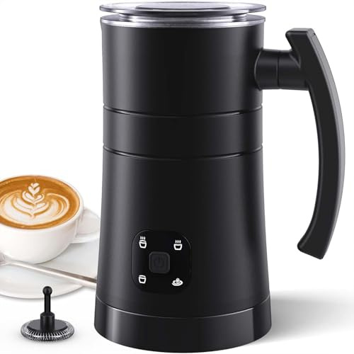 Mousseur à lait chaud et froid, grande capacité de 590 ml, réglage à 4 niveaux, mousseur à lait électrique multifonctionnel, adapté au café, cappuccino, macchiato, latte, lait au chocolat