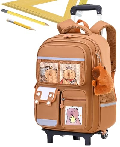 Generisch Rucksack Mit Rollen,Schulrucksack Mit Rollen Und Capybara-Motiv - Höhenverstellbarer Trolley Großraum Reisetasche Für Kinder Schule Berufsschule College