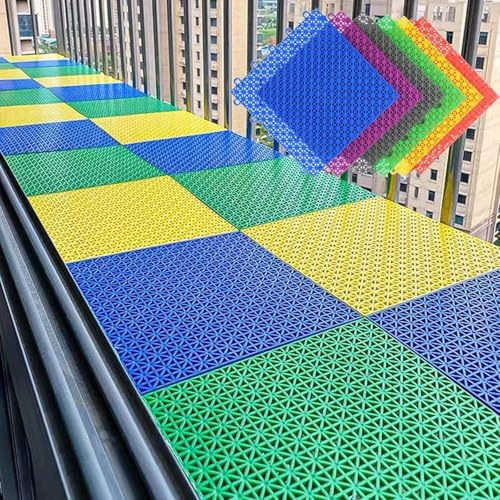 Almohadillas De Ventana De PP A Prueba De Fugas, Azulejos De Piso De Enclavamiento De Drenaje, Cojín De Empalme Duradero para Rejilla De Ventilación, Balcón, Barandilla, Patio(Yellow,3 PCS)