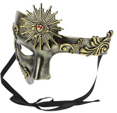NIYANGLE Masque Vénitien Demi-visage Homme Style Steampunk pour Bal Masqué et Cosplay Ajustable avec Détails Sculptés et Peint Main Robuste et Léger pour Carnaval et Fête Adulte