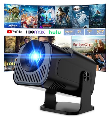App intégrée - Vidéoprojecteur 4K 1080P, Mini Projecteur Portable WiFi 6 BT 5.4, Projecteur Full HD 1080P Compatible Con HDMI/TV Stick/Ordinateur Portable - Noir