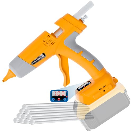 DTEZTECH Cordless Hot Glue Gun Compatible with DeWalt 20V Max Battery, Fast Preheating Electric Glue Gun Kit with 10 Glue Sticks for Arts, DIY (Tool Only, No Battery)