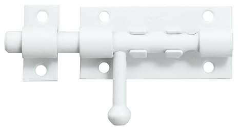 Mooche Verrous Loquet Porte Extérieur 19.5 CM, 304 Acier Inoxydable, Blanc | Finition Loquet de Porte à Boulon Coulissant Verrou de Porte à Barillet Serrure avec Trou pour Cadenas
