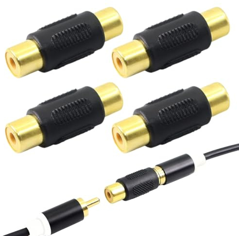 EIDUOVA 4 adaptateurs RCA femelles, câble d'extension audio, pour haut-parleurs, câble RCA, amplificateur, DVD, VCD