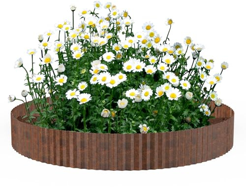 HENGMEI Bordure de pelouse, 25 m, en métal, galvanisée, flexible, hauteur : 18 cm, couleur rouille