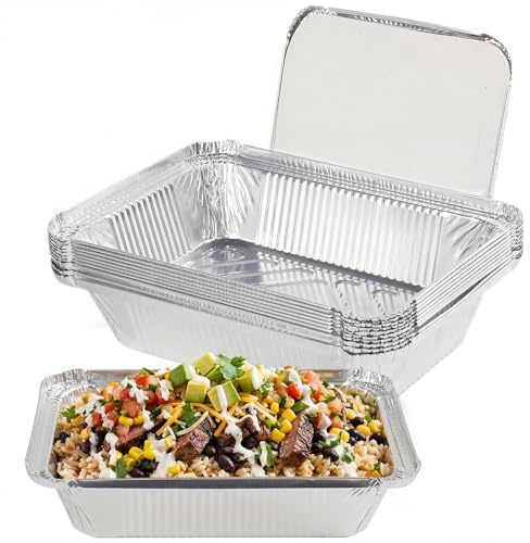 Eulihent 10 Stück Aluschalen mit Deckel 2250ml Aluschalen Groß Grill Alu Grillschalen Aluminium Einweg Fettauffangschalen Tropfschalen Wiederverwendbar Gasgrill für Backen Braten Kochen
