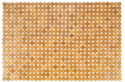 Bamboo Bath Mat 60×40cm Non-Slip Wooden Bathroom Mat, Waterproof Shower Floor Mat for Bathroom, Sauna, Poolside, Kitchen & Outdoor Use