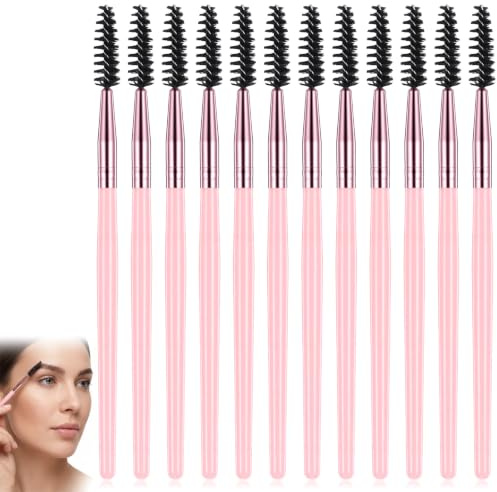 HJZHII Juego de 12 cepillos de pestañas, separador de pestañas, cepillo para cejas, pincel para cejas, pinceles de máscara, herramientas de maquillaje para peinar pestañas o cejas