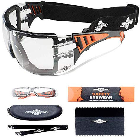 ToolFreak-Rip Out Safety Glasses,Clear Wraparound Lenses,Can Be Worn As Goggles, Impact and UV Protection,Rated to EN166FT,Case and Cloth