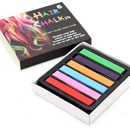 Trimming Shop Temporary Hair Chalk Set - 6pcs Non-Toxic Pastel Hair Color for Halloween Makeup, Birthday, Salon - Washable Hair Dye, Pack of 1